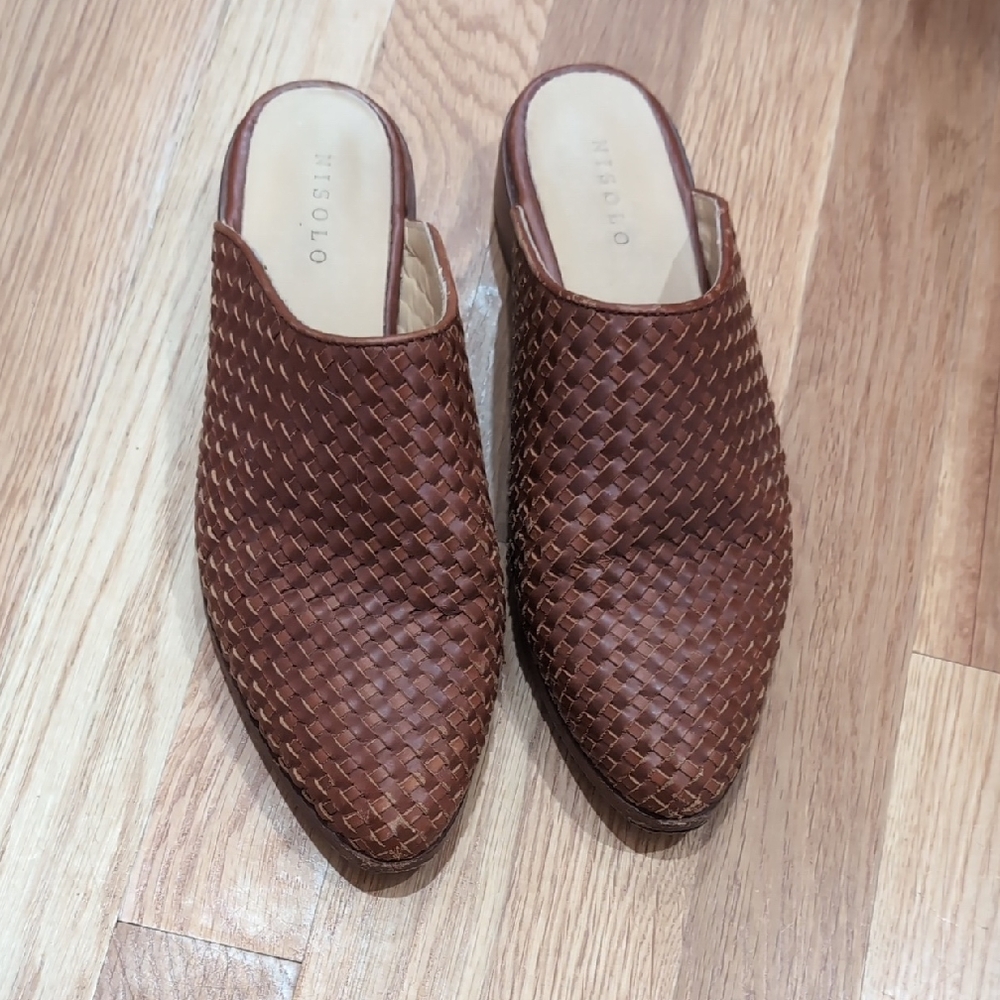 Nisolo Brown Woven Leather Flats